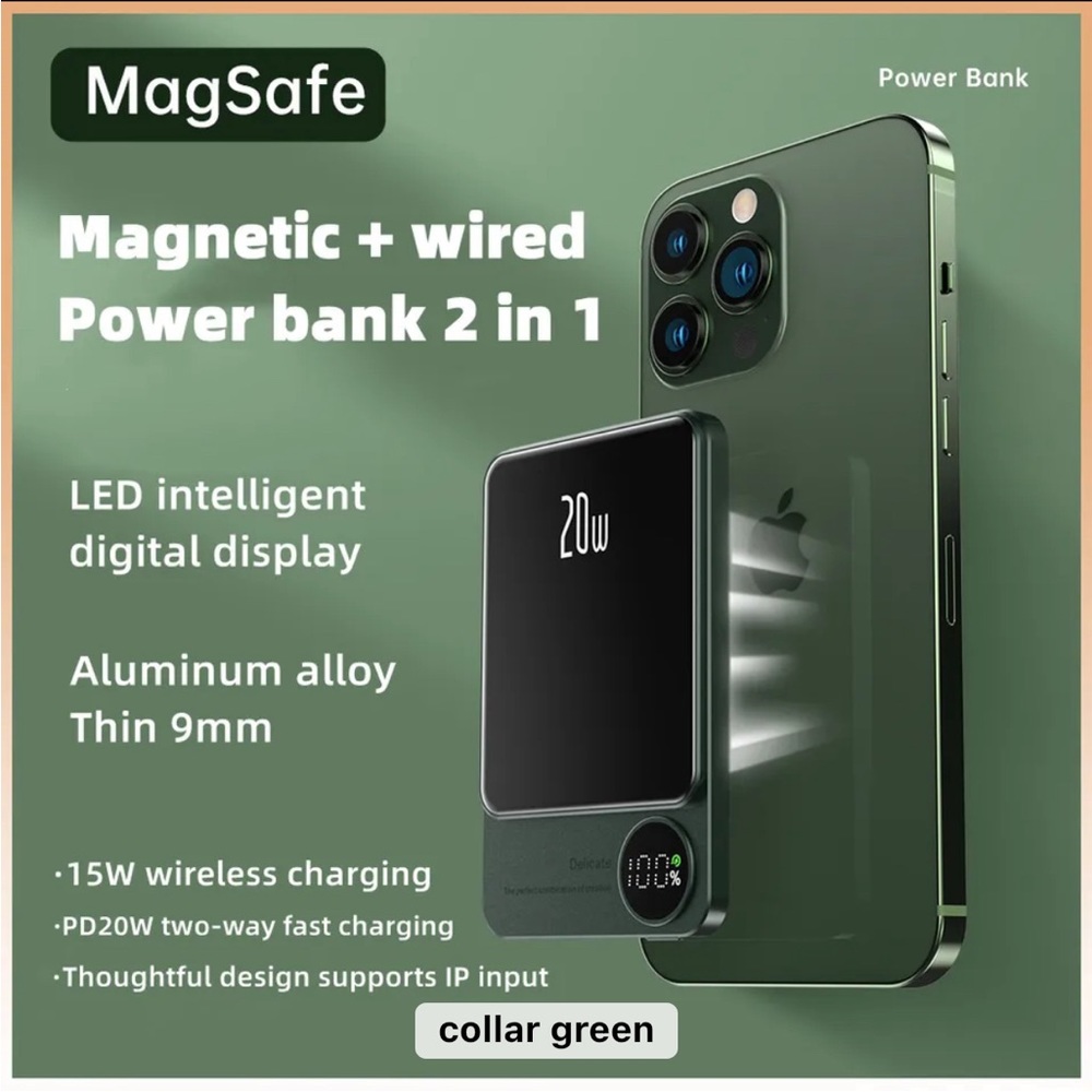 15W Wireless charger, thin 9mm, magnetic suction charging usb C and lighting